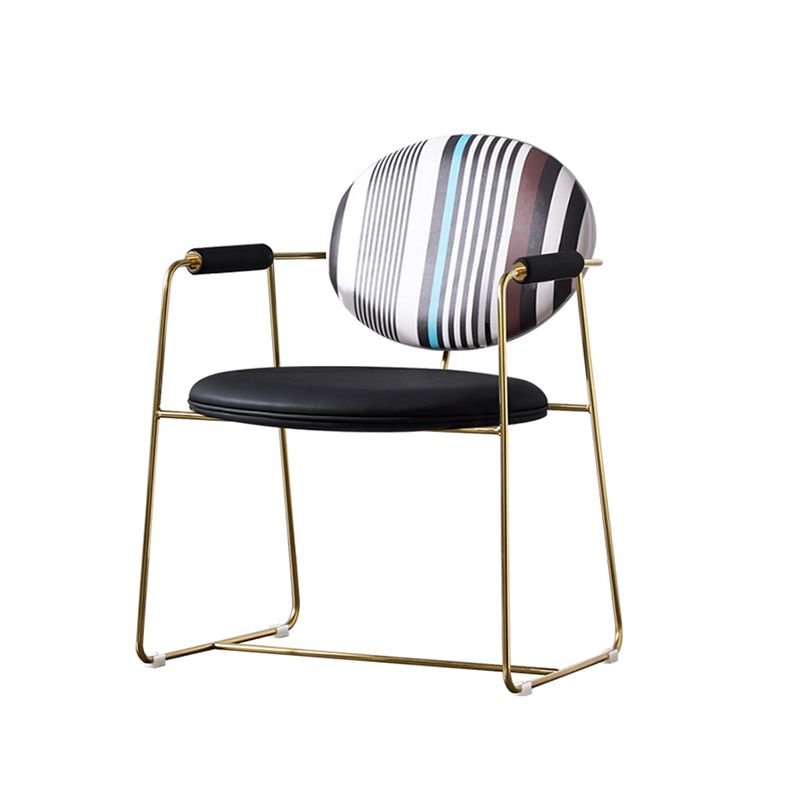 Sedia a braccio imbottita sedia da pranzo a base d'oro per sala da pranzo