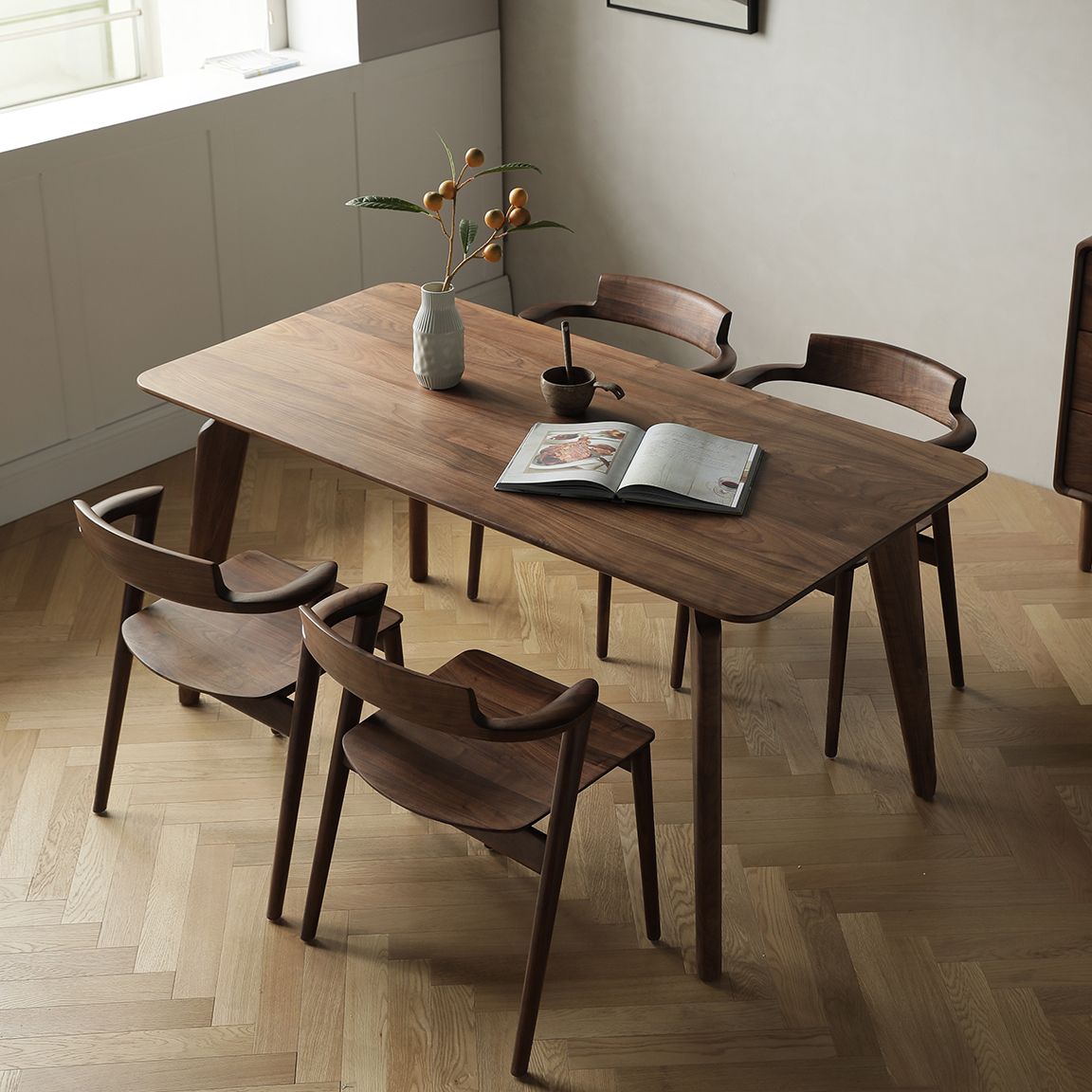 1/3/5 pezzi Set da pranzo per rettangolo in legno massiccio moderno per casa