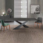 Contemporary Style Rectangle Dining Table Sintered Stone Table with Metal Legs for Kitchen