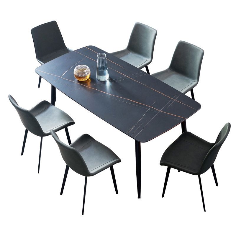 Rectangular Sintered Stone Dining Table Modern Furniture with 4 Legs in Matte Finish Clearhalo 'Dining Tables & Seating' 'Dining Tables' 'dining_table' 'furn' 'furn_dining_table' 'Furniture' 'furniture_dining_table' 'Kitchen & Dining Furniture' 'kitchen' 'kitchen_dining_table' 1200x1200_56138d9f-46d7-4194-b202-d9182e099a90