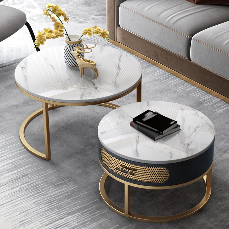 Slate Round Frame Coffee Table Nesting Modern Coffee Table Set Clearhalo 'Coffee & Accent Tables' 'Coffee Tables' 'coffee_tables' 'furn' 'furn_coffee_tables' 'Furniture' 'Living Room Furniture' 1200x1200_561419c2-68f7-4780-a8fe-7cdfd33b9e4f