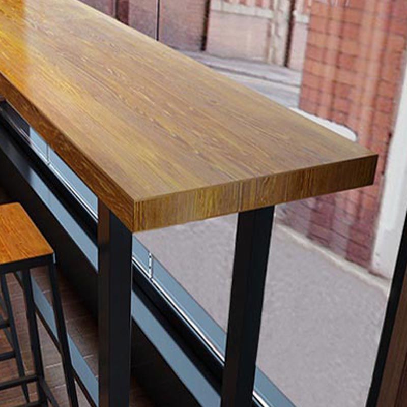Tavolo da bar con base nera e metallo Tavolo da bar rettangolare in legno massello naturale