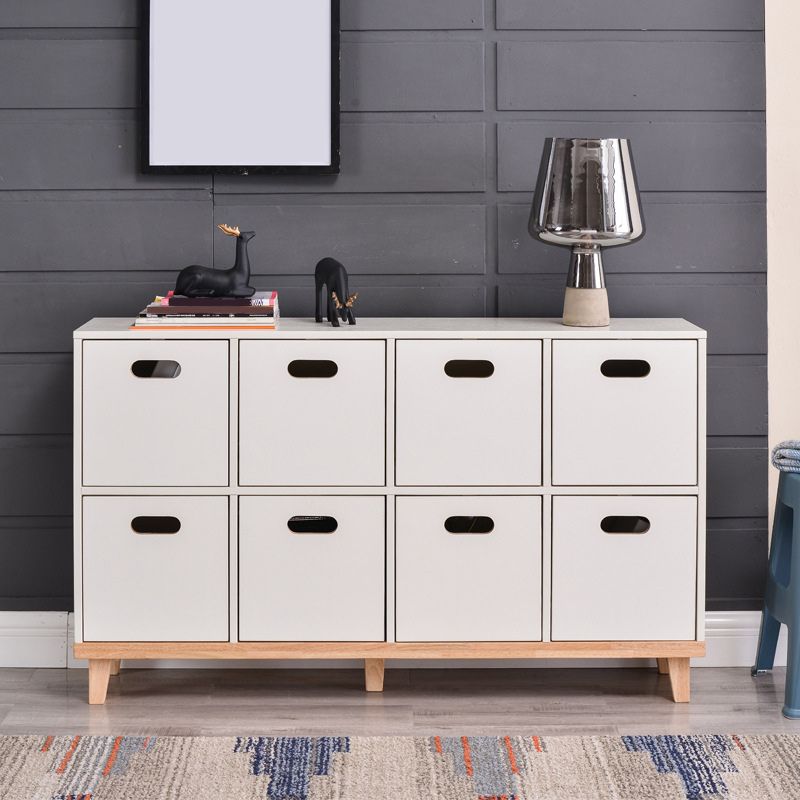 Contemporary Accent Cabinet with Withe Top and Natural Legs Cabinet