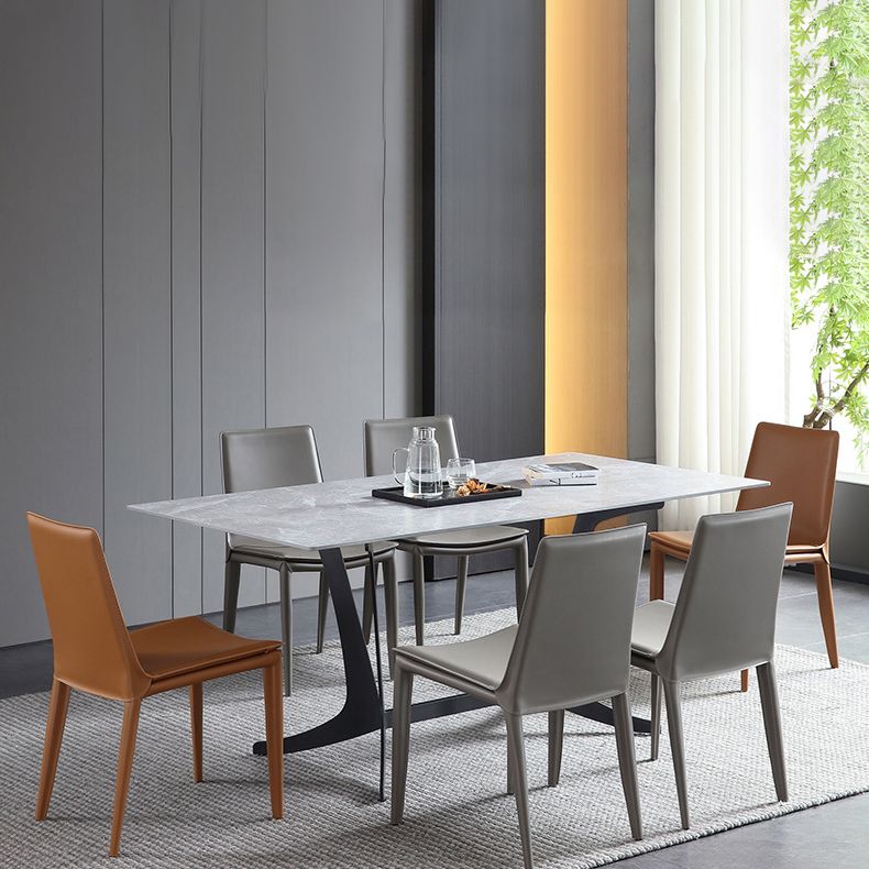 Contemporary Leather Dining Chair Metal Dining Armless Chair Clearhalo 'Dining Chairs' 'Dining Tables & Seating' 'dining_chair' 'furn' 'furn_dining_chair' 'Furniture' 'furniture_dining_chair' 'Kitchen & Dining Furniture' 1200x1200_5615fc30-7b76-4314-adc0-da0c600ab19d