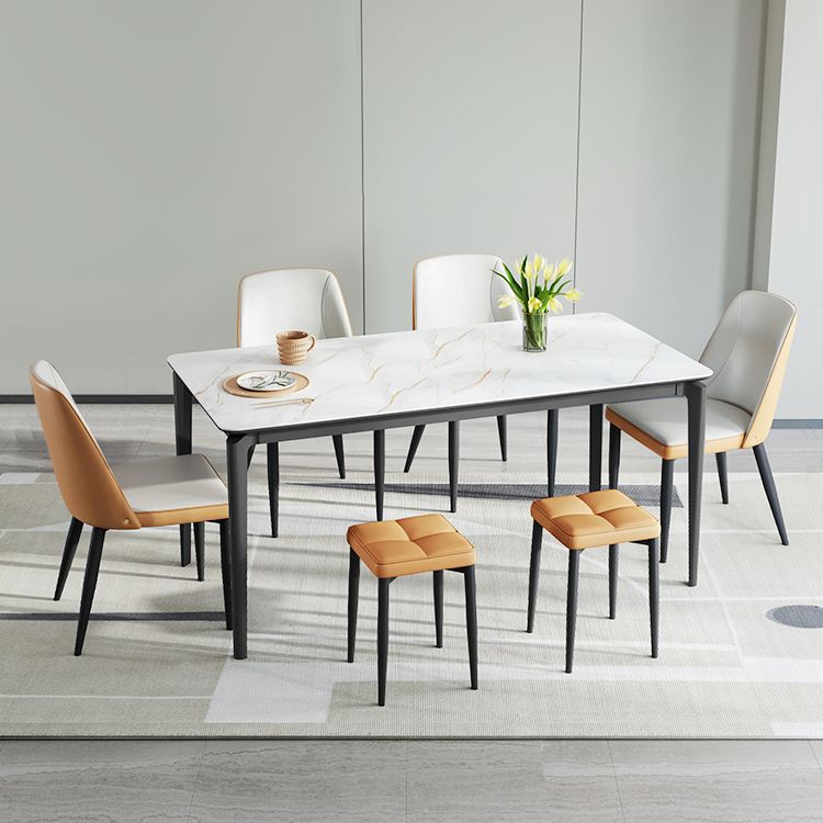 Modern Rectangular Stone Dining Table with 4 Foot for Dining Hall Clearhalo 'Dining Tables & Seating' 'Dining Tables' 'dining_table' 'furn' 'furn_dining_table' 'Furniture' 'Kitchen & Dining Furniture' 1200x1200_5616c92e-f57a-49ff-baa9-4ecdf074207c