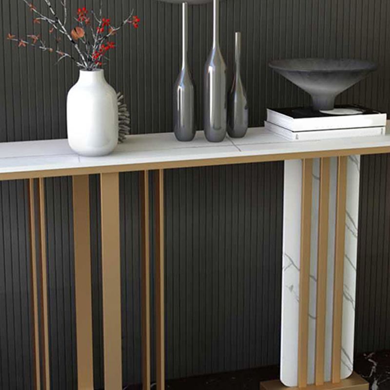 11 "w tavolo accento glam in pietra tavolo accento console rettangolo bianco