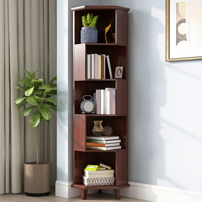 Coffre d'angle en bois marron / blanc, coffre d'accent de 15,75 "de large avec étagères