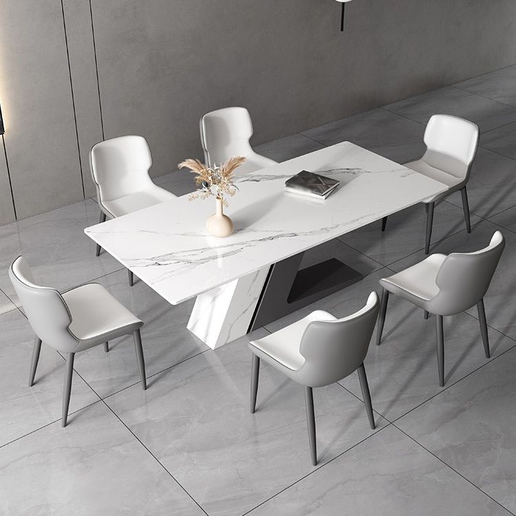 Modern Sintered Stone Top Dining Set Rectangle 1/2/5/7 Pieces Dining Table Set Clearhalo 'Dining Room Sets' 'Dining Tables & Seating' 'dining_room_set' 'furn' 'furn_dining_room_set' 'Furniture' 'Kitchen & Dining Furniture' 1200x1200_56179c9e-c57b-4beb-a142-b4175b7706db