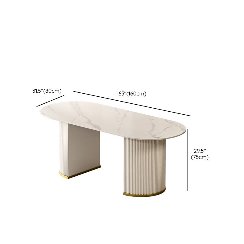 Modern Stone Dining Table White Double Pedestal Base Table for Dining Room Clearhalo 'Dining Tables & Seating' 'Dining Tables' 'dining_table' 'furn' 'furn_dining_table' 'Furniture' 'Kitchen & Dining Furniture' 1200x1200_561873e1-45fc-4689-be30-d6c11c185da9
