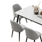 Contemporary Fixed Marble Dining Table Set with 4 Black Metallic Legs Kitchen Dining Set Clearhalo 'Dining Room Sets' 'Dining Tables & Seating' 'dining_room_set' 'furn' 'furn_dining_room_set' 'Furniture' 'furniture_dining_room_set' 'Kitchen & Dining Furniture' 'kitchen&dining_furn' 'kitchen' 1200x1200_5618dfaf-af01-4e2a-92ea-bbd676d05e35