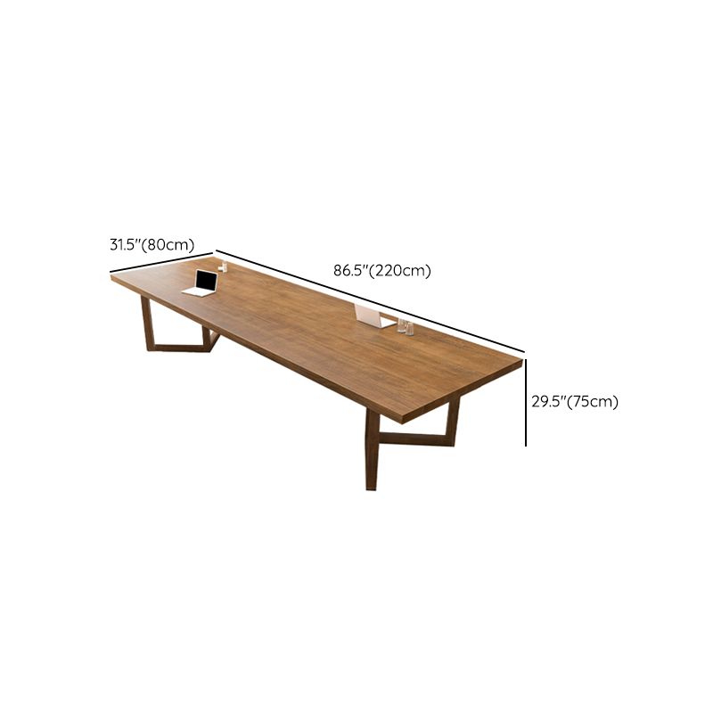 Modern Wood Office Desk Rectangular Shape Task Desk with 2 Legs in Brown Clearhalo 'furn' 'furn_office_desk' 'Furniture' 'Office Desks' 'Office Furniture' 'office_desk' 1200x1200_561a781e-ae0a-417f-8d7a-f94d9e16d953
