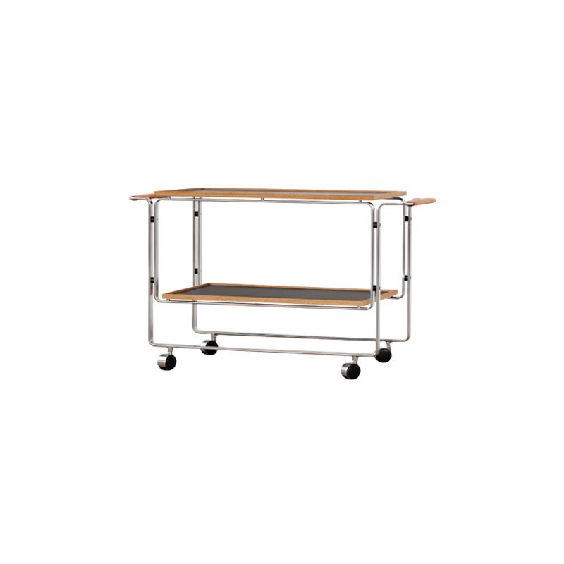 Tavolo di accento lato divano moderno in acciaio e legno massiccio con scaffale