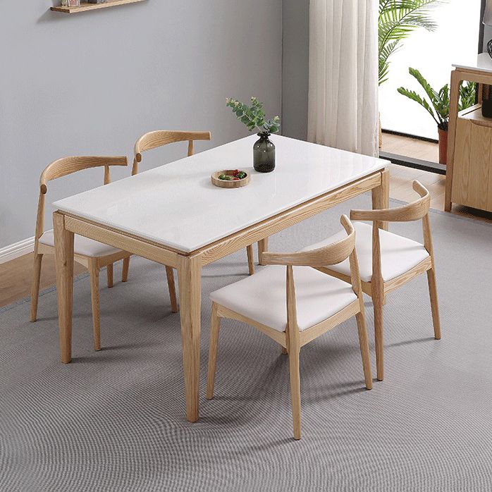 Rectangle Home Dining Table Simplicity Dinner Room Sintered Stone Table with 4 Wood Legs Clearhalo ' dining_table' 'Dining Tables & Seating' 'Dining Tables' 'furn' 'furn_dining_table' 'Furniture' 'furniture_dining_table' 'Kitchen & Dining Furniture' 'kitchen&dining_furn' 'kitchen' 'kitchen_dining_table' 1200x1200_561bc5f5-c01e-4618-b742-f861e936d539