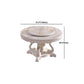White Stone Top Dining Table Round Table with Wood Pedestal Base