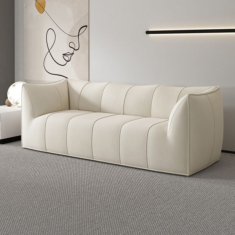 Contemporary White Cushions Flared Arm Fabric Living Room Seating Clearhalo 'furn' 'furn_sofas' 'Furniture' 'Living Room Furniture' 'Sofa' 'sofas' 1200x1200_561cafd4-a281-429a-9e4b-79810e40ab99