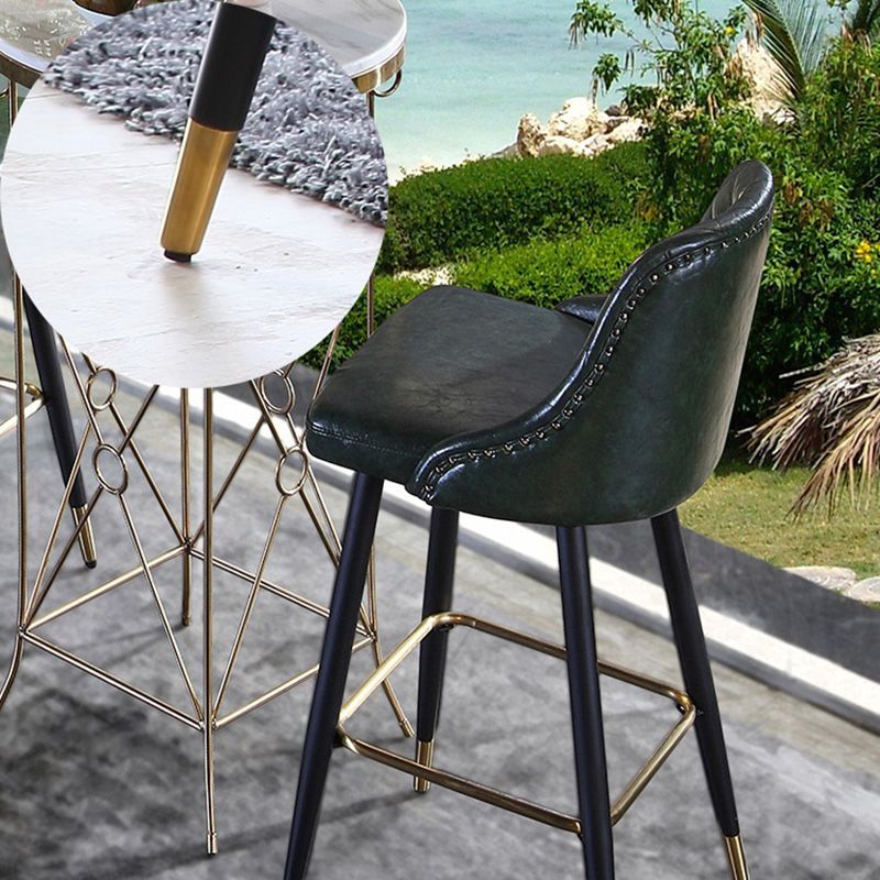 Glam Style Faux Leather Barstool Armless Low Back Bar Stool with Metal Legs Clearhalo 'Bar Furniture' 'Bar Stools' 'bar_stools' 'furn' 'furn_bar_stools' 'Furniture' 'Kitchen & Dining Furniture' 1200x1200_561d7574-2607-47fe-beaf-fd277e562b7a
