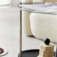 Modern Glass 2-shelf Side Table 4 Legs Sofa Side Accent Table