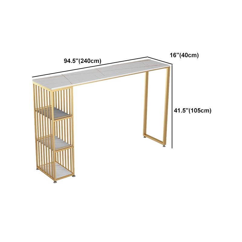 1/2/3 Pieces Glam Iron Bar Table Set Rectangle White Stone Top Bistro Set with Shelf Clearhalo 'Bar Furniture' 'furn' 'furn_home_bar_bar_sets' 'Furniture' 'Home Bars & Bar Sets' 'home_bar_bar_sets' 'Kitchen & Dining Furniture' 1200x1200_561df61d-d4e3-46a5-82f3-9bc59892ed8f