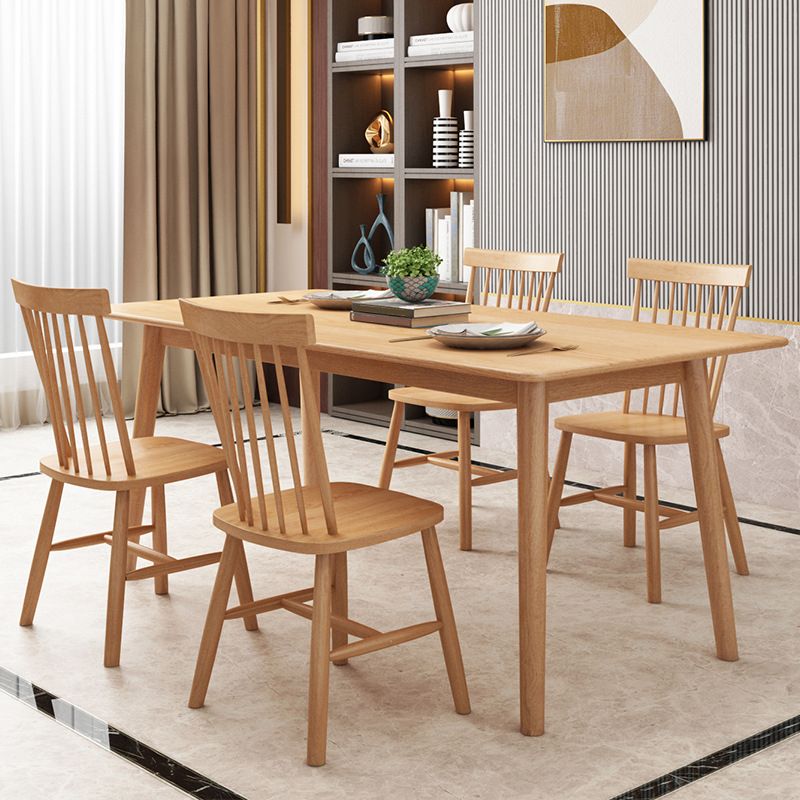 Mesa de comedor de madera estilo Glam, mesa rectangular con patas de madera para cocina