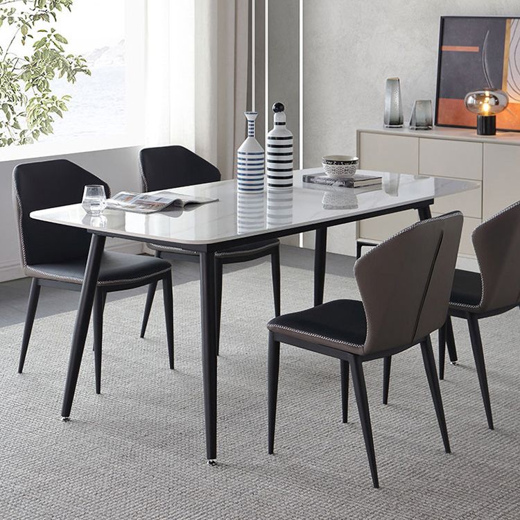 Sintered Stone Modern Style Dining Table Rectangle Table with 4 Legs for Home Clearhalo ' dining_table' 'Dining Tables & Seating' 'Dining Tables' 'Furniture' 'furniture_dining_table' 'Kitchen & Dining Furniture' 'kitchen&dining_furn' 'kitchen' 'kitchen_dining_table' 1200x1200_56206ae1-8ac8-454a-98a9-89efbb292d6c