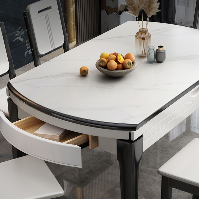 モダンなスタイルの家具1/7/ PCSラウンドストーンダイナーテーブルアームレスチェア