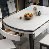 モダンなスタイルの家具1/7/ PCSラウンドストーンダイナーテーブルアームレスチェア