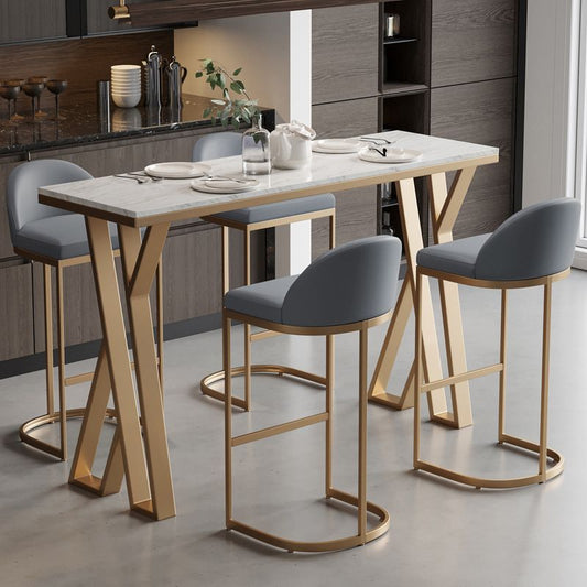 Glam Style Bar Table Set 1/2/5 Pieces Rectangle Bar Table with High Stools for Kitchen Clearhalo 'Bar Furniture' 'furn' 'furn_home_bar_bar_sets' 'Furniture' 'Home Bars & Bar Sets' 'home_bar_bar_sets' 'Kitchen & Dining Furniture' 1200x1200_5622f927-c5e2-4d2c-91d8-534ade60d9d6