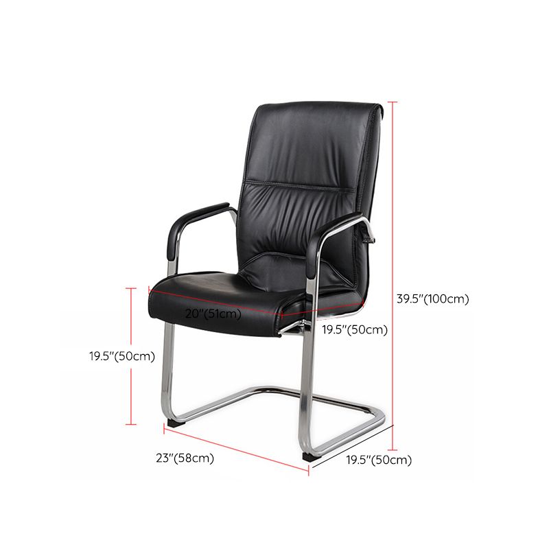 Modern Style Office Chair Black Leather No Wheels Fixed Arm Chair Clearhalo 'furn' 'furn_office_chair' 'Furniture' 'Office Chairs' 'Office Furniture' 'office_chair' 1200x1200_56237379-9a89-4d19-9560-99a9947ddcc8