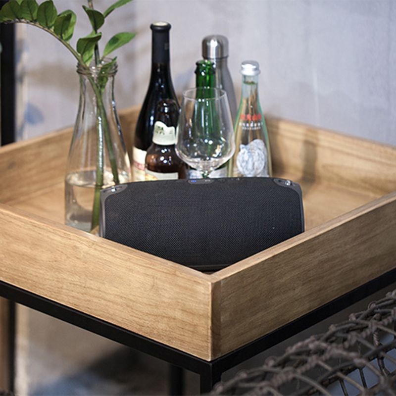 21.65" Tall Tray Top End Table Wood and Metal Frame Accent Side Table