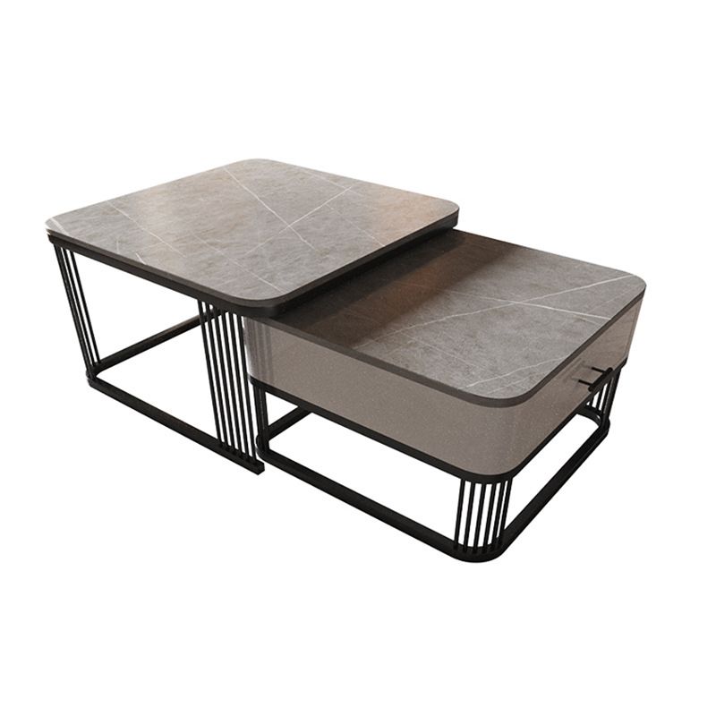 Square Nesting Coffee Table Set Slate Frame Coffee Cocktail Table with Drawer Clearhalo 'Coffee & Accent Tables' 'Coffee Tables' 'coffee_tables' 'furn' 'furn_coffee_tables' 'Furniture' 'Living Room Furniture' 1200x1200_562531b5-b15f-43d0-acef-8bcbd2f35def
