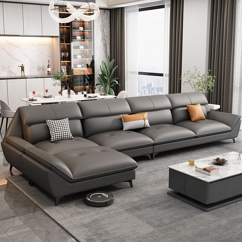 37,79 "Sofa sectionnel gris de haut gris canapé modulaire en cuir avec coussin arrière