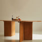 Table à double piédestal moderne Rectangle Table de salle à manger en bois massif en naturel