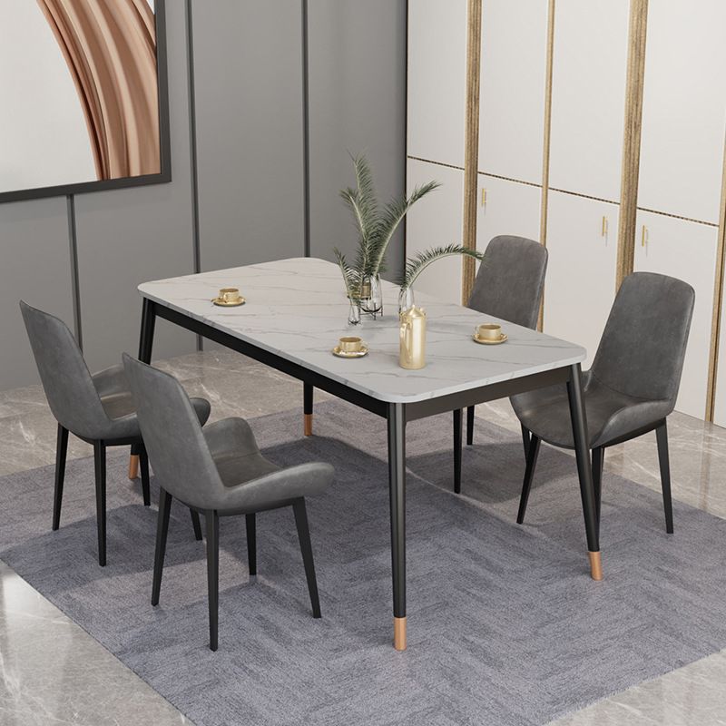 Medieval Modern Stone Dining Table with 4 Legs Pedestal Table for Dining Room