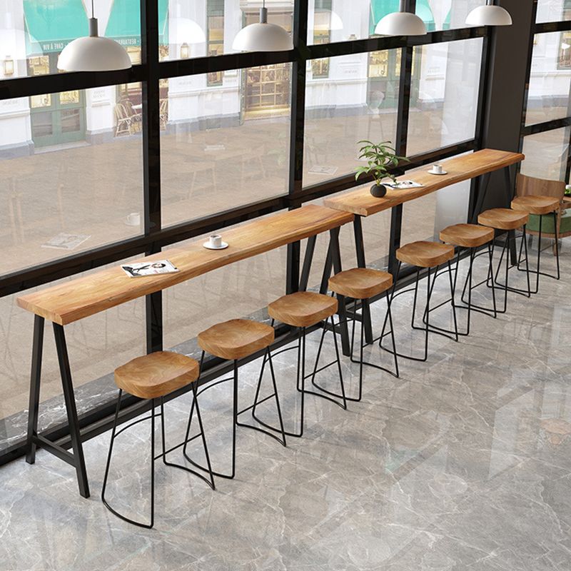 Pine Wood Bar Dining Table Rectangle Industrial Bar Table with Black Trestle Base Clearhalo 'Bar Furniture' 'Bar Tables' 'bar_tables' 'furn' 'furn_bar_tables' 'Furniture' 'furniture_bar_tables' 'Kitchen & Dining Furniture' 1200x1200_5627c13d-5dfc-4964-ba97-26296cf5ab17
