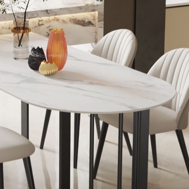 Metal Double Pedestal Dining Table Free Form Modern Dining Table