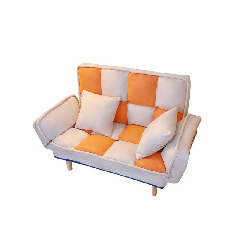 Convertible Leather Sofa Living Room Rolled Arm Loveseat with Pillows