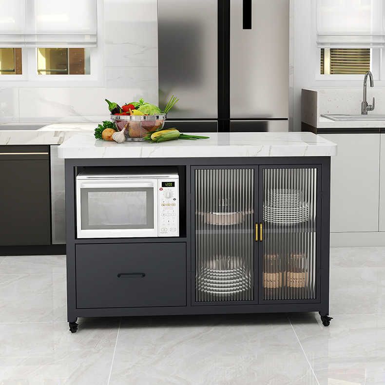 Modern Marble Prep Table with Storage Cabinet Dining Room Island Table Clearhalo 'furn' 'furn_kitchen_islands_carts' 'Furniture' 'Kitchen & Dining Furniture' 'Kitchen Islands & Carts' 'kitchen_islands_carts' 1200x1200_56299b77-0929-41e5-8503-7589d95ab22c