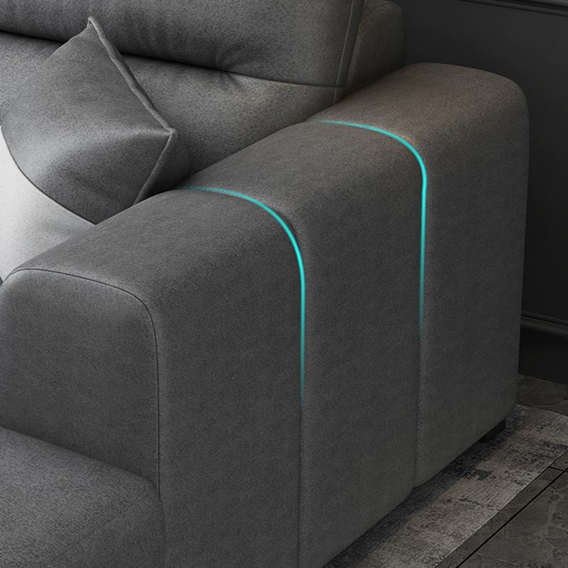 Faux Leather Sectional Stain-Resistant Square Arm Sectional with Pillowed Back Cushions