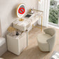 Beige Vanity Dressing Table Set Stool & Storage Drawers Vanity