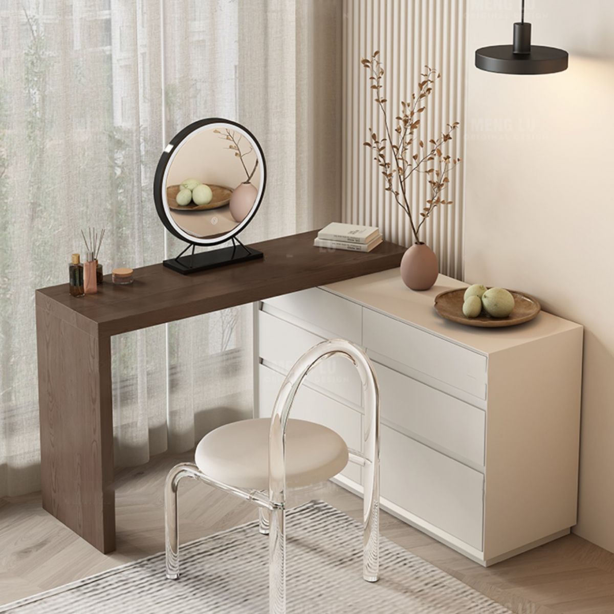 Traglita tradizionale vanità per il trucco da letto in legno Vanity con cassetto