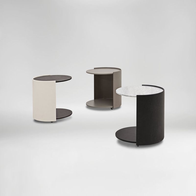 Mesa de noche moderna de la tapa de mármol redonda, 19.3 "W x 20.5" H