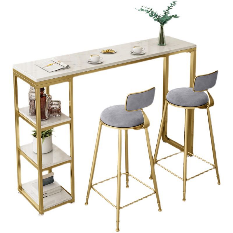 Glam Style Bar Table 42-inch Height Artificial Marble Top Bistro Table Clearhalo 'Bar Furniture' 'Bar Tables' 'bar_tables' 'furn' 'furn_bar_tables' 'Furniture' 'furniture_bar_tables' 'Kitchen & Dining Furniture' 1200x1200_5634b4f2-3247-404b-914f-9ae82cc3f704