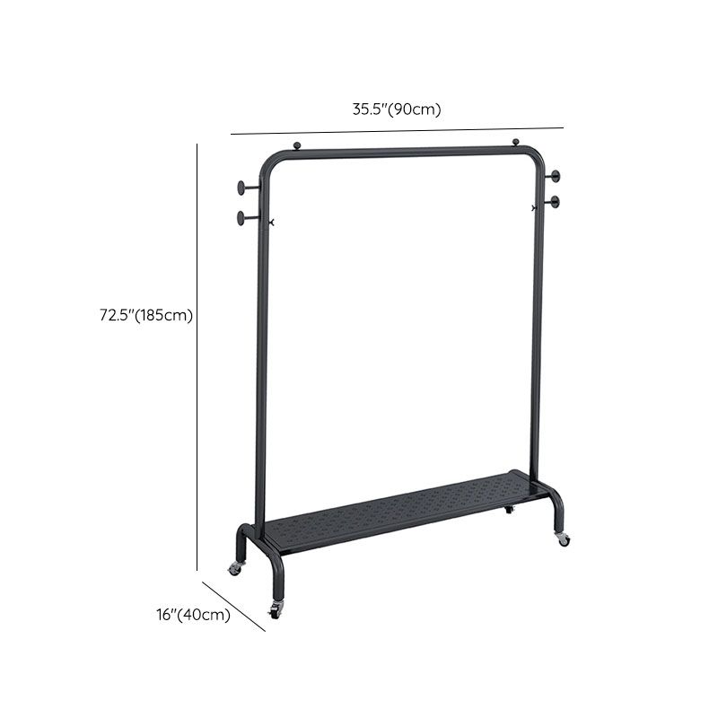 Rack de manteau d'entrée industriel métal rail rail inférieur d'étagère inférieur avec 4 crochets