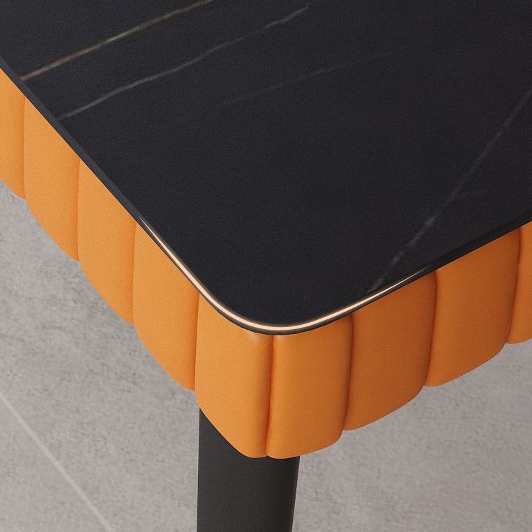 Contemporary Office Desk Sintered Stone Desktop with 2 Drawers Black Table Leg Desk Clearhalo 'furn' 'furn_office_desk' 'Furniture' 'Office Desks' 'Office Furniture' 'office_desk' 1200x1200_56355934-0dee-4d68-91da-098c00149fd6