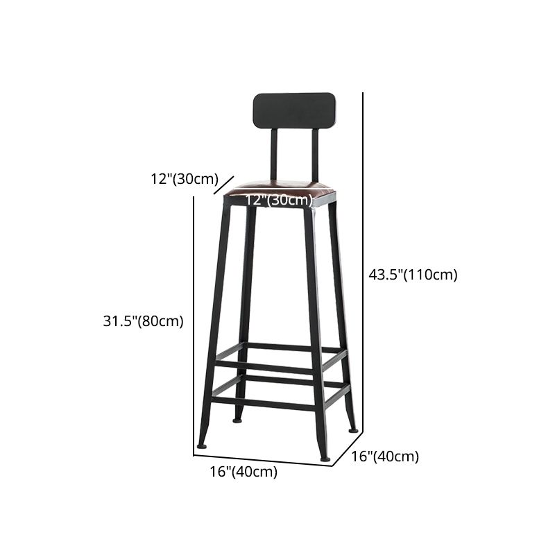 Industrial Armless Backrest Counter Stool Iron Cafe Bar Stool with Leather Cushion Clearhalo 'Bar Furniture' 'Bar Stools' 'bar_stools' 'furn' 'furn_bar_stools' 'Furniture' 'furniture_bar_stools' 'Kitchen & Dining Furniture' 1200x1200_56373a38-83ab-430c-9f9c-cc1d6a5690fd