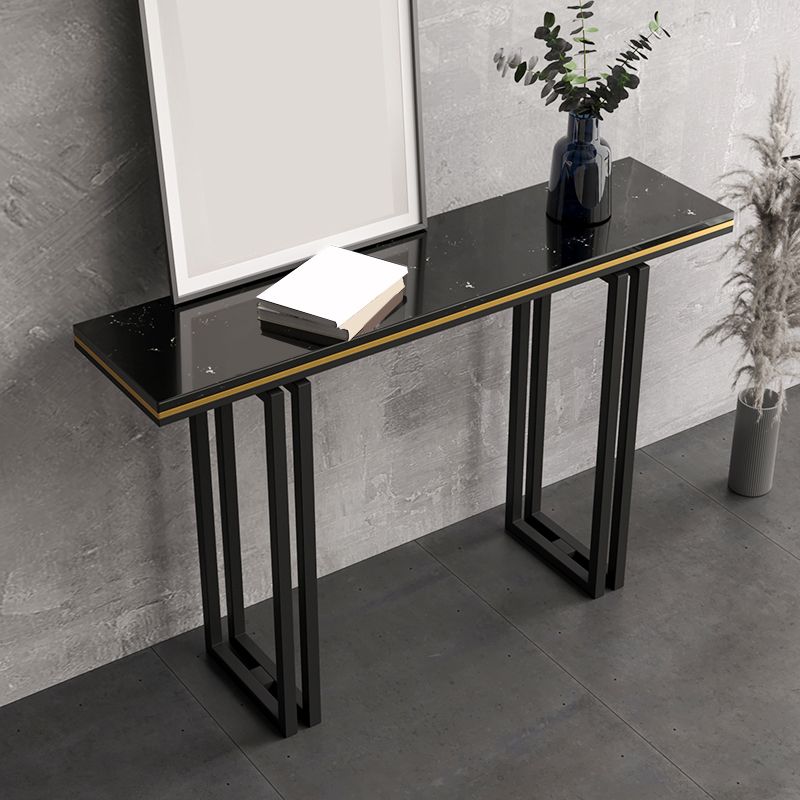 Mesa de mármol contemporáneo 4 patas console mesa rectángulo de sofá resistente a los rasguños