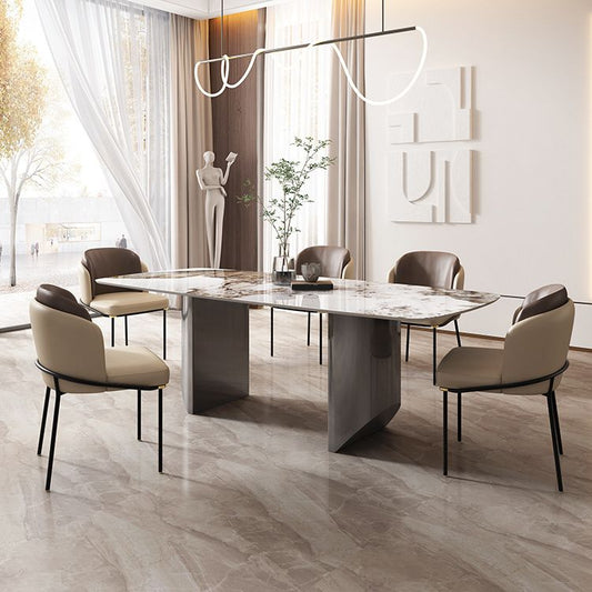 Set da pranzo top in pietra sinterizzato moderno rettangolo 1/2/5/6/7 pezzi da pranzo set da tavolo da pranzo