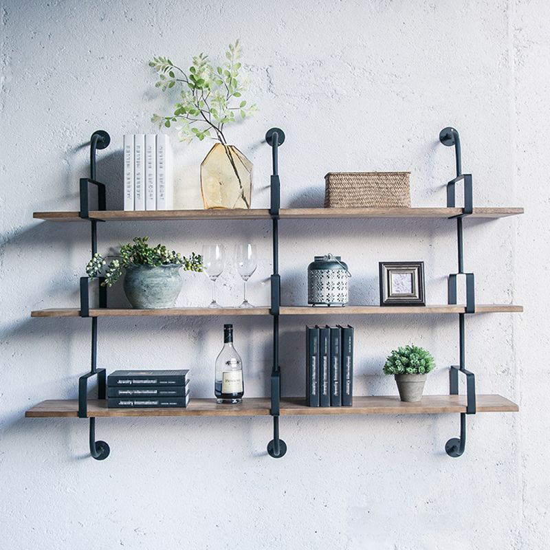 Metal and Wooden Shelf Bookcase Floating Open Wall Mounted Book Shelf for Study Room Clearhalo 'Bookcases' 'furn' 'furn_bookcases' 'Furniture' 'Office Furniture' 1200x1200_563ba8e8-bdc3-481b-8fc6-595ec73ae95b