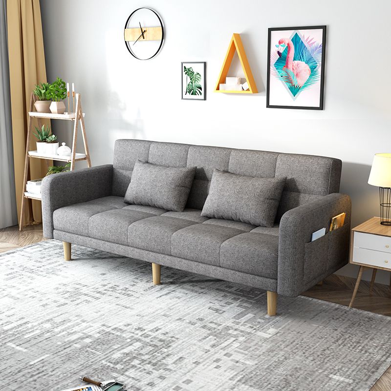 リビングルーム用のコンテンポラリースクエアアームスリーパーソファビスケットコンバーチブルソファ