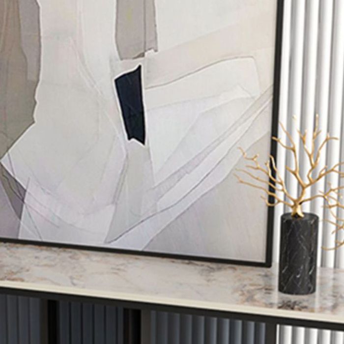 Tavolo da divano console in pietra moderna tavolo da rettangolo con scaffale per la sala